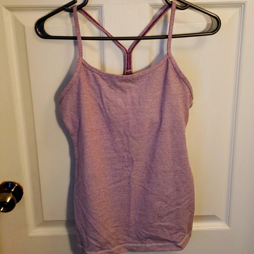 Lululemon Power Y Tank Size 6 Purple Stripe